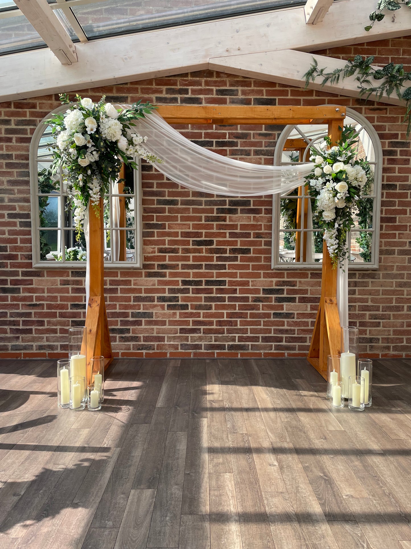 Classic & Timeless Rustic Arch, Florals & Chiffon (TO HIRE)
